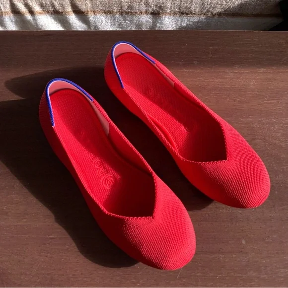 ROTHY’s Red and Blue Lined Round Toe Ballet Comfort Flats size 7 - Picture 2 of 6